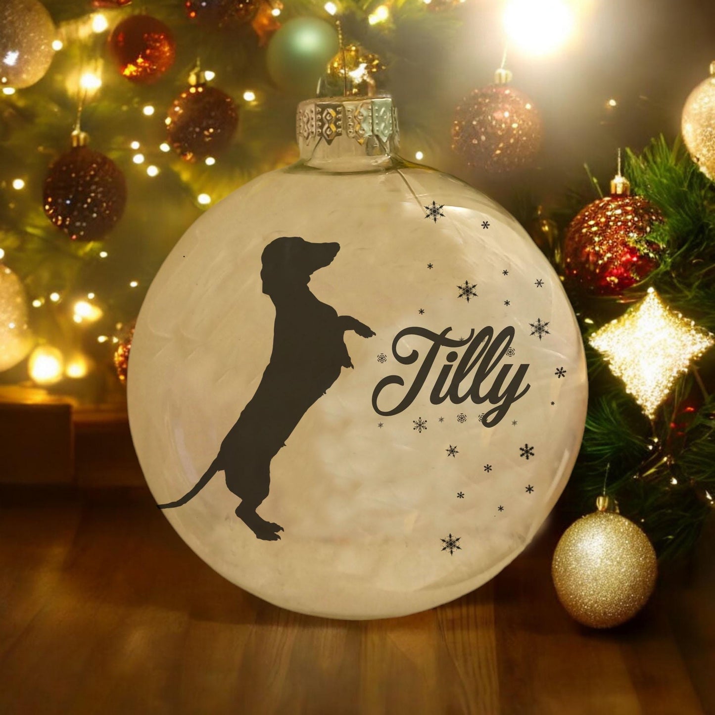 Dachshund Dog Personalised Ornament | Custom Glass Christmas Bauble