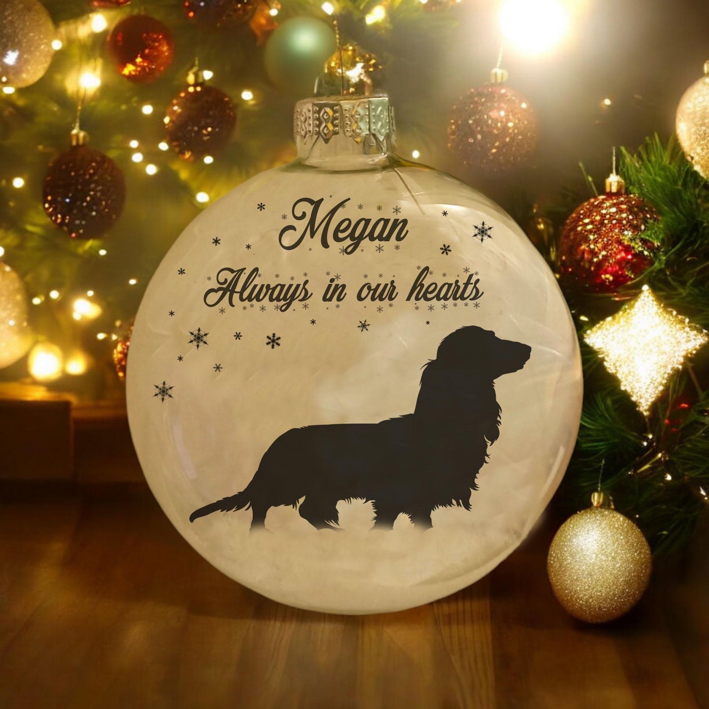 Dachshund Dog Personalised Ornament | Custom Glass Christmas Bauble