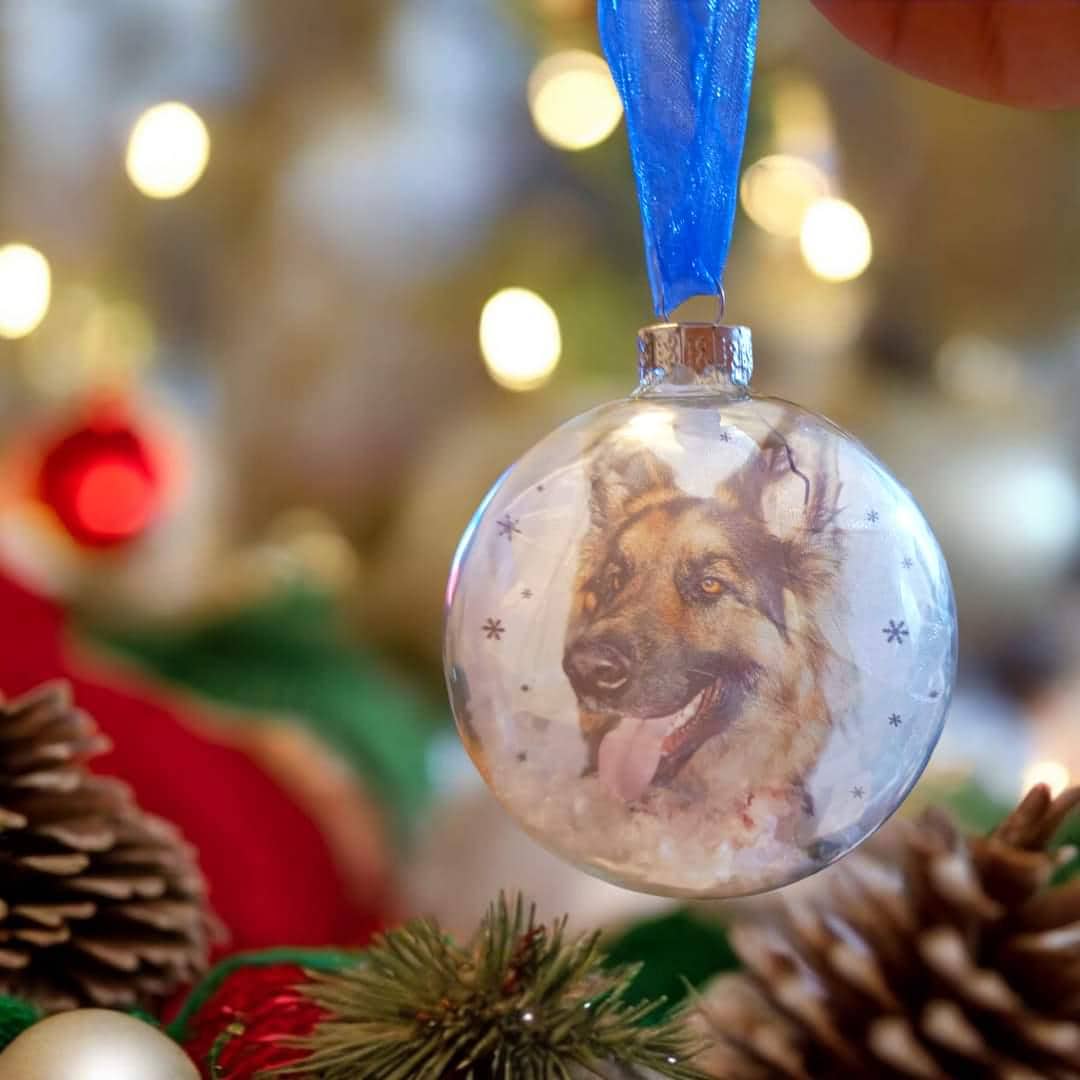 Personalised Christmas Ornament | Custom Dog Bauble Photo Glass