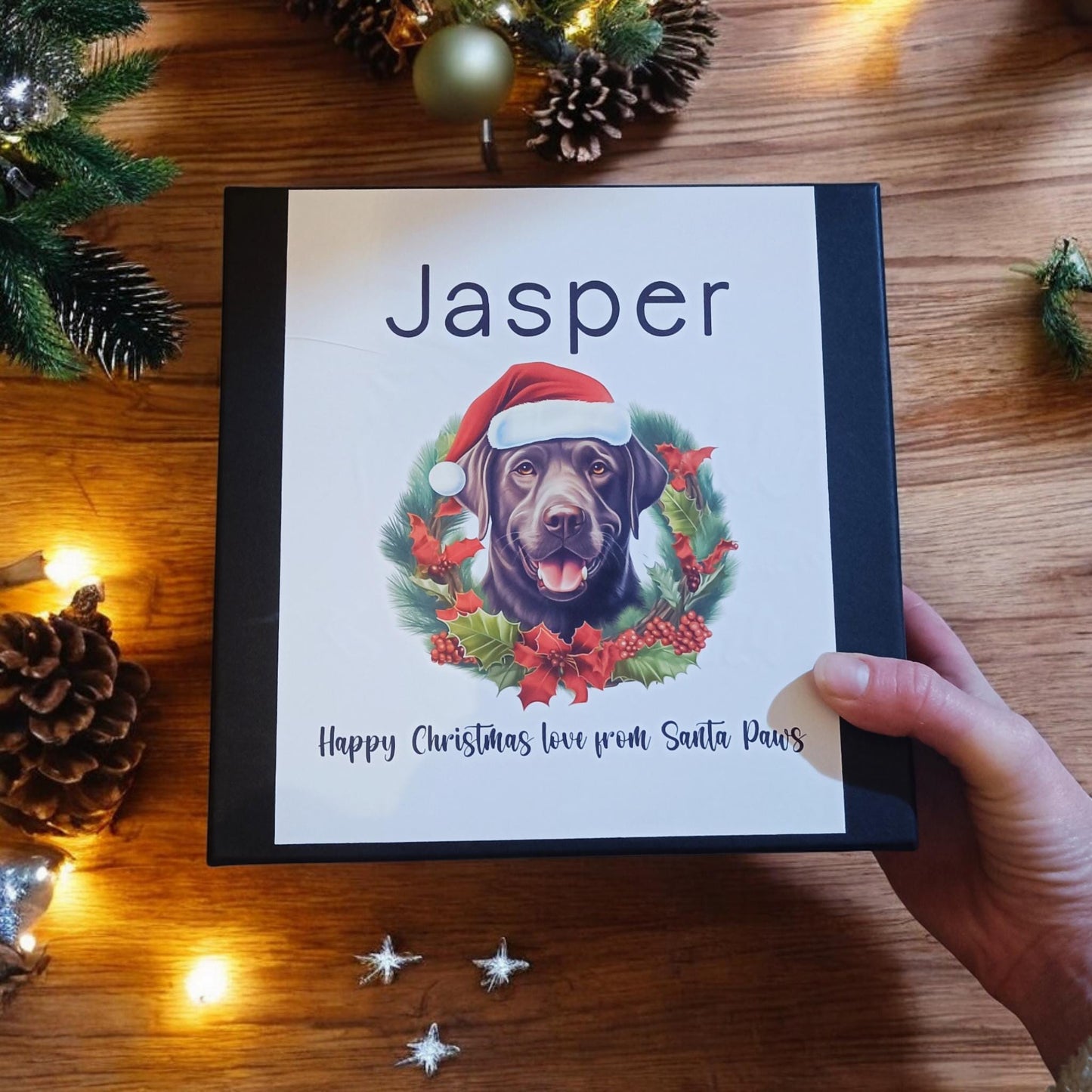 Dog Christmas Gift Box ALL BREEDS Personalised Dog Christmas Eve Box with Treats and Toy Xmas Puppy Present
