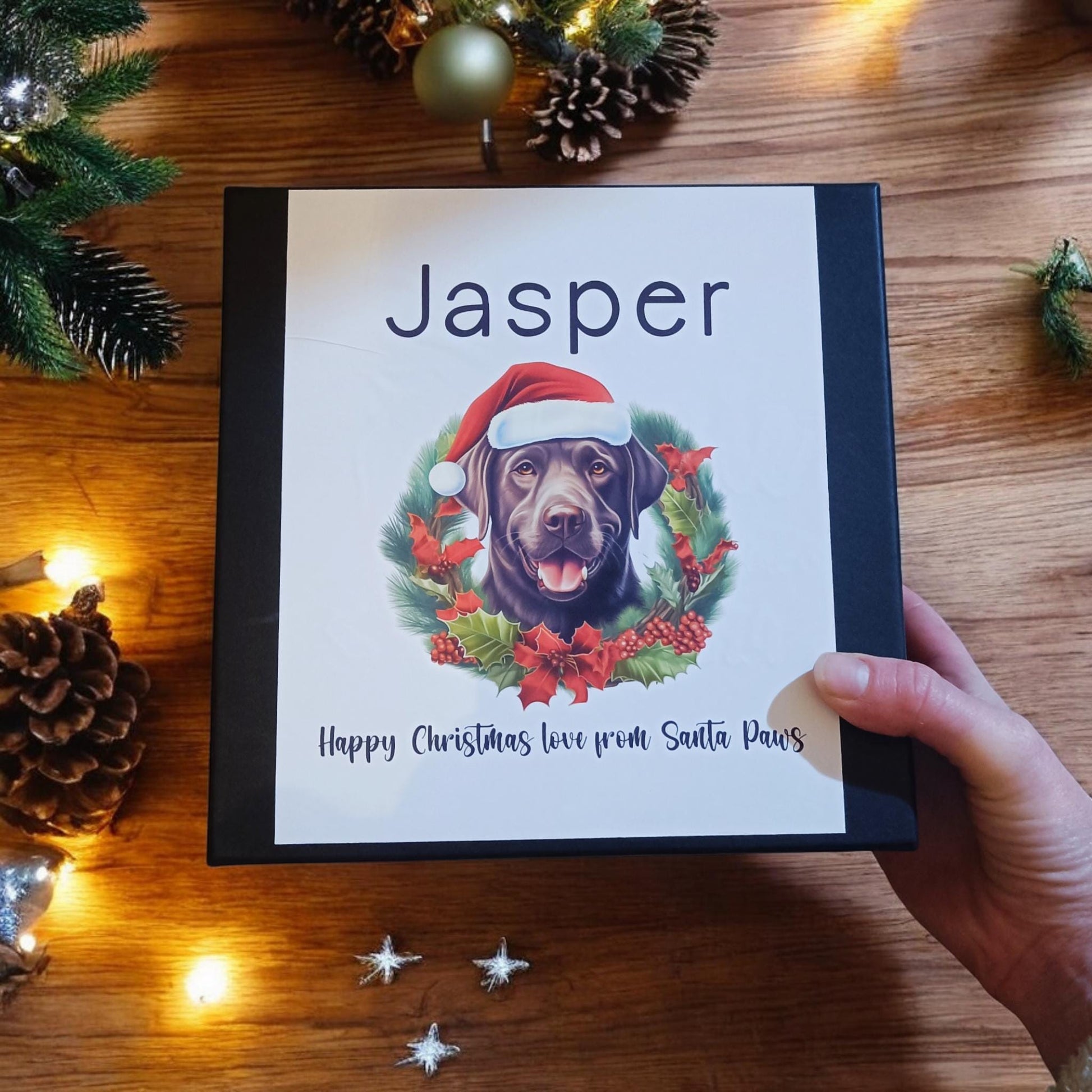 Dog Christmas Gift Box ALL BREEDS Personalised Dog Christmas Eve Box with Treats and Toy Xmas Puppy Present