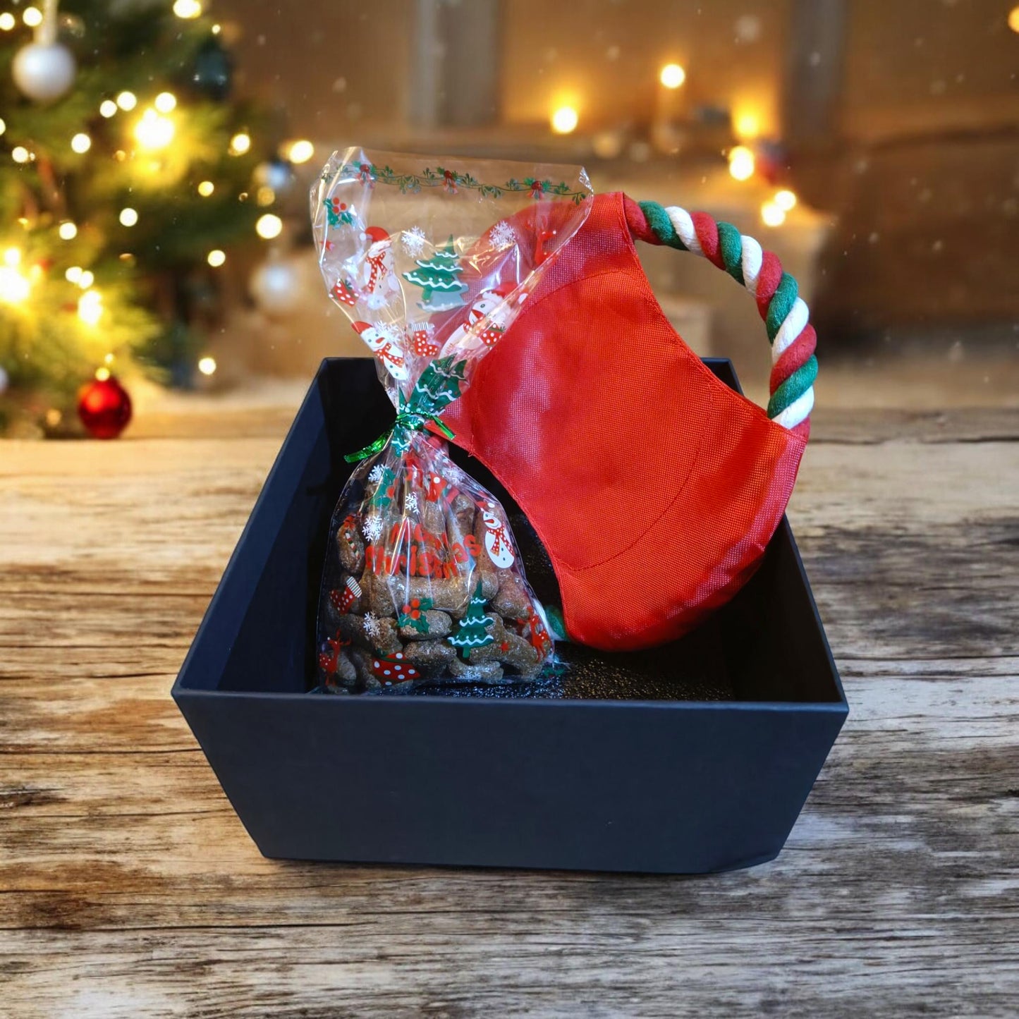 Dog Christmas Gift Box ALL BREEDS Personalised Dog Christmas Eve Box with Treats and Toy Xmas Puppy Present