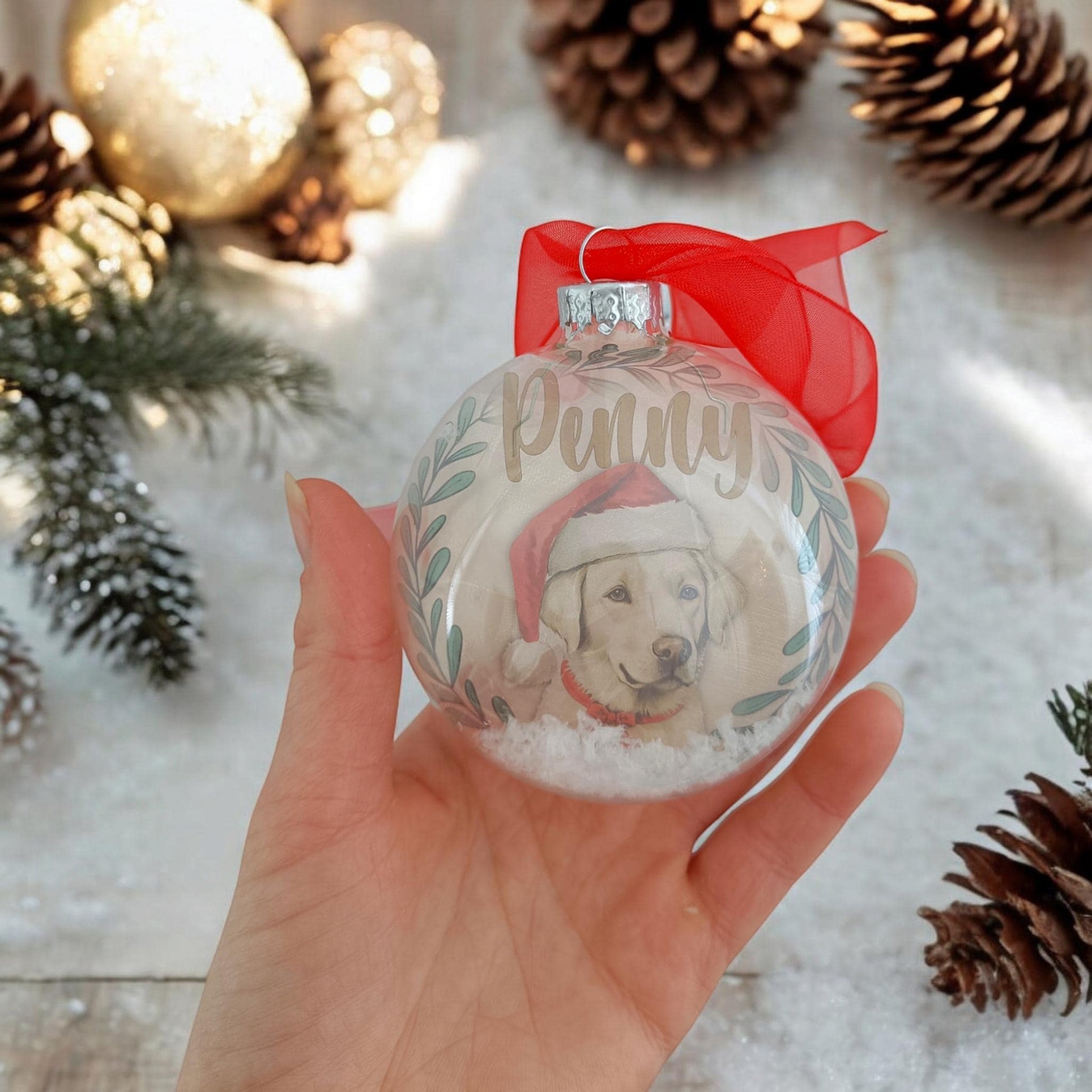 Labrador Dog Personalised Christmas Bauble Chocolate Black or Yellow Dog Xmas Ornaments