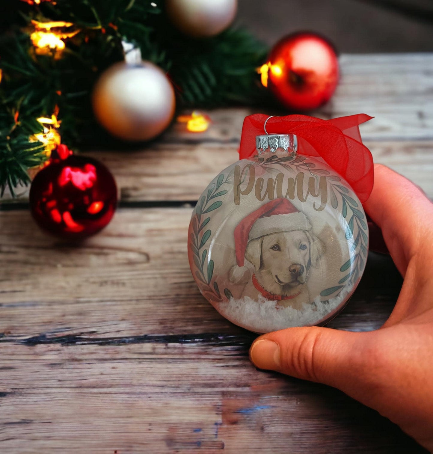 Labrador Dog Personalised Christmas Bauble Chocolate Black or Yellow Dog Xmas Ornaments