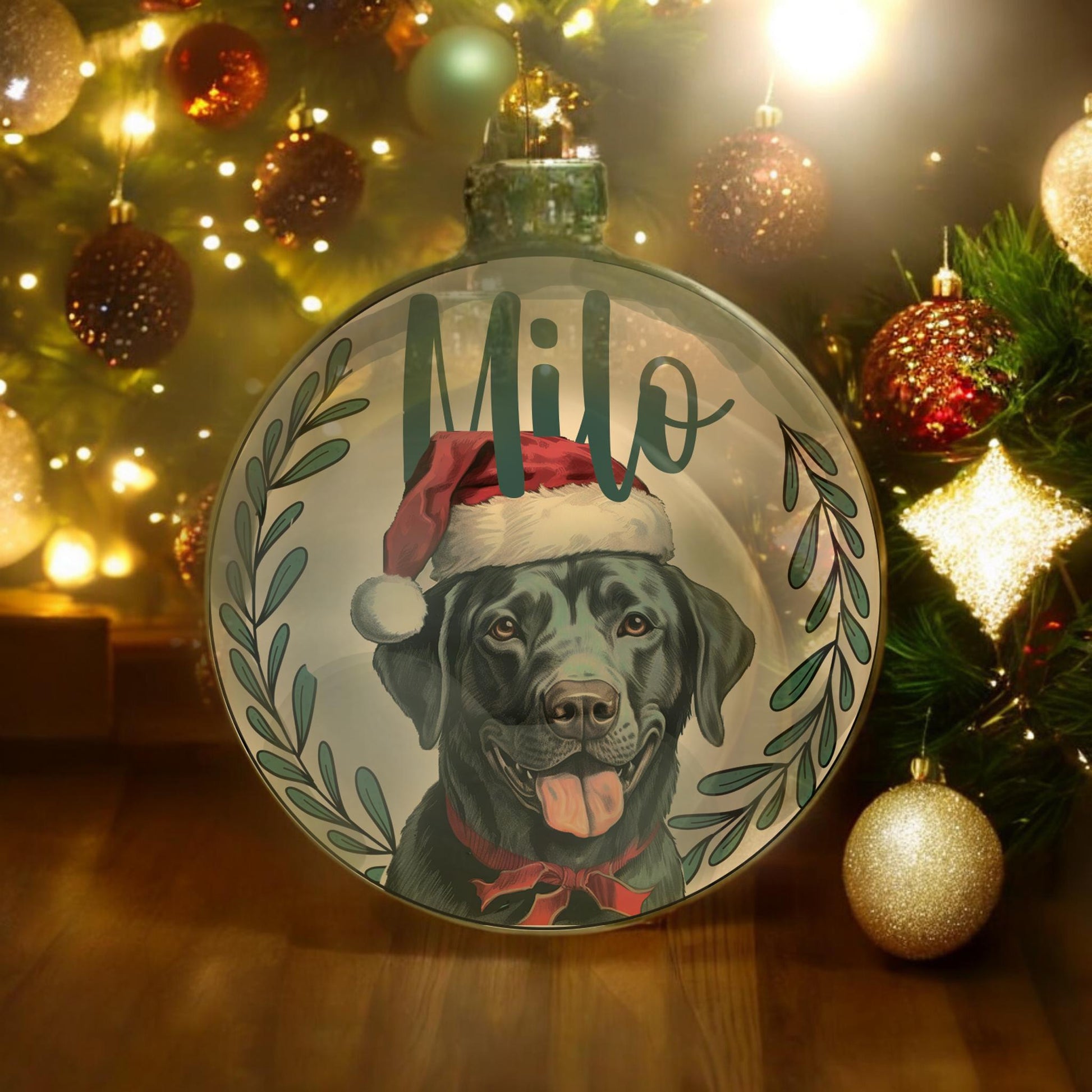 Labrador Dog Personalised Christmas Bauble Chocolate Black or Yellow Dog Xmas Ornaments