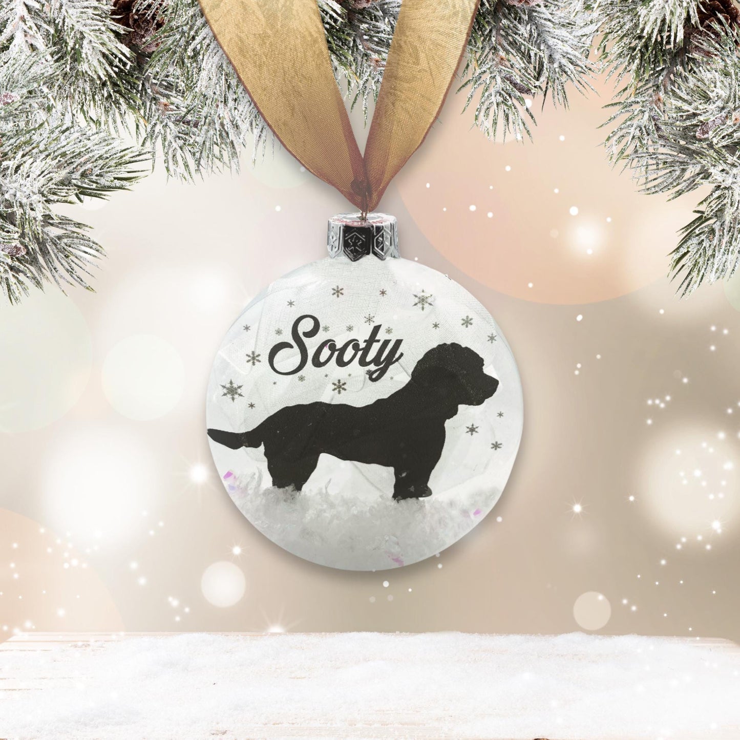 Cockapoo Dog Personalised Ornament Custom Glass Christmas Bauble