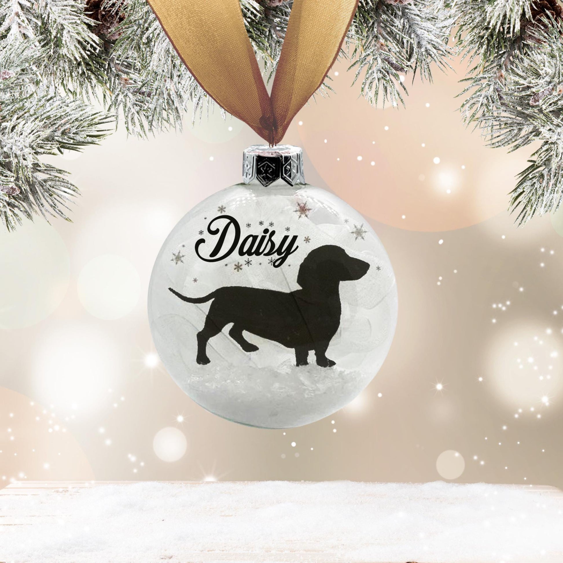 Dachshund Dog Personalised Ornament | Custom Glass Christmas Bauble