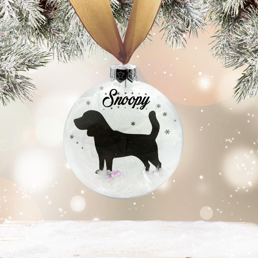 Beagle Dog Personalised Ornament | Custom Glass Christmas Bauble