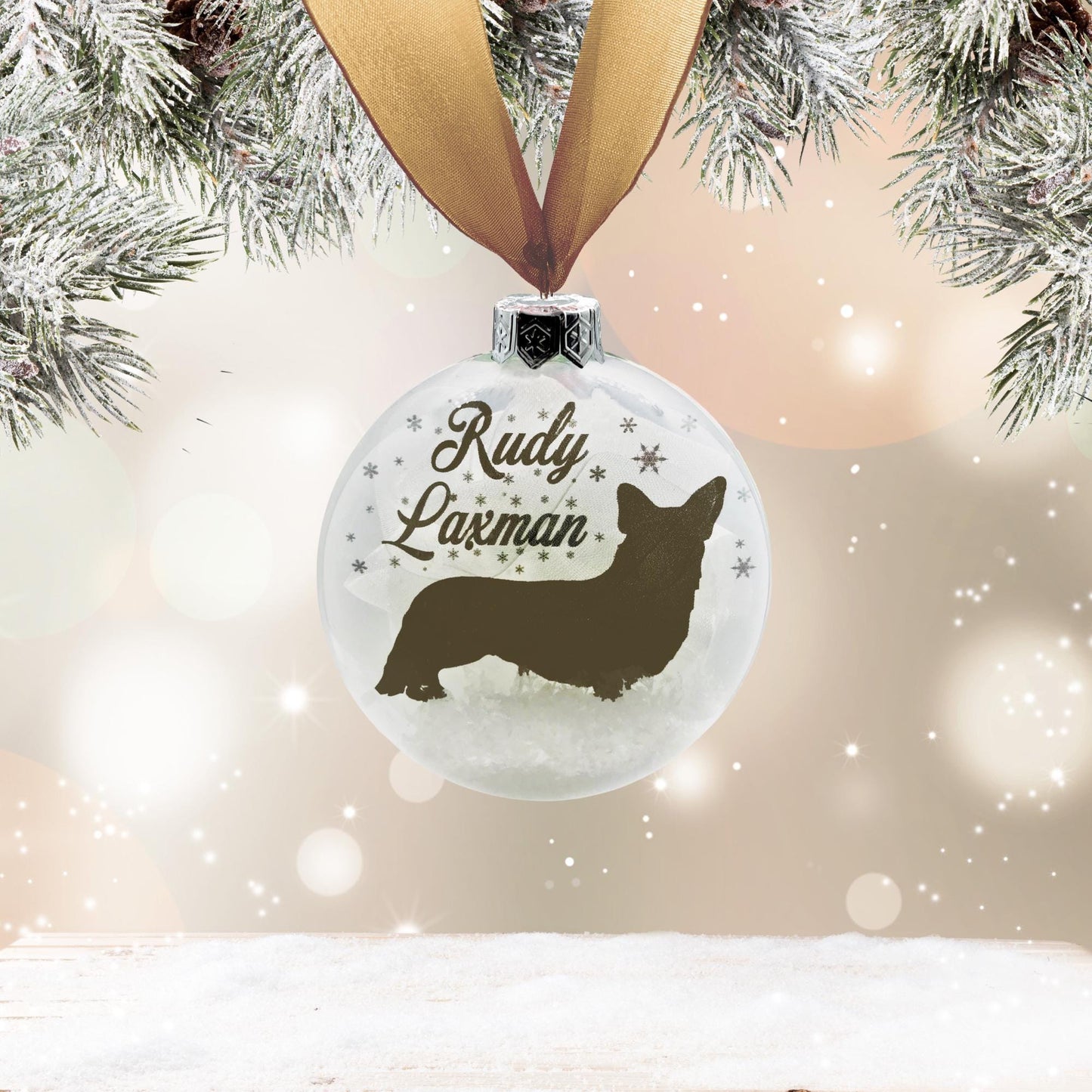 Corgi Dog Personalised Ornament | Custom Glass Christmas Bauble