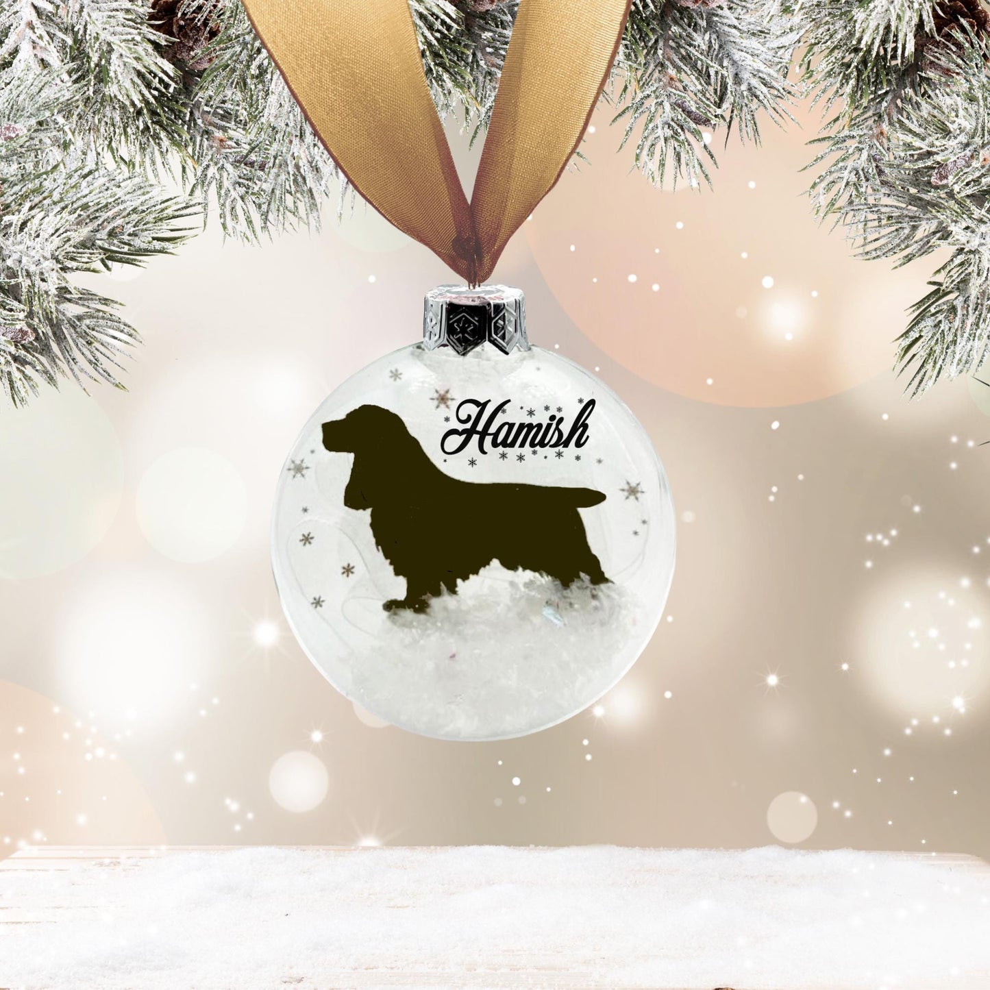 Cocker Spaniel Dog Personalised Ornament | Custom Glass Christmas Bauble