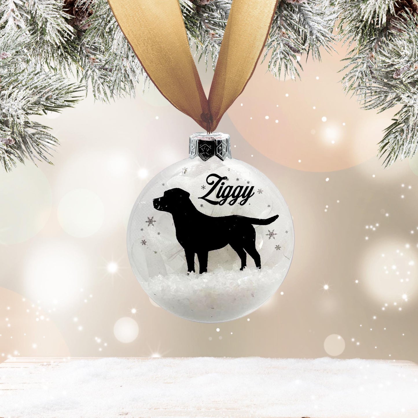 Personalised Labrador Christmas Glass Dog Ornament | Custom Bauble