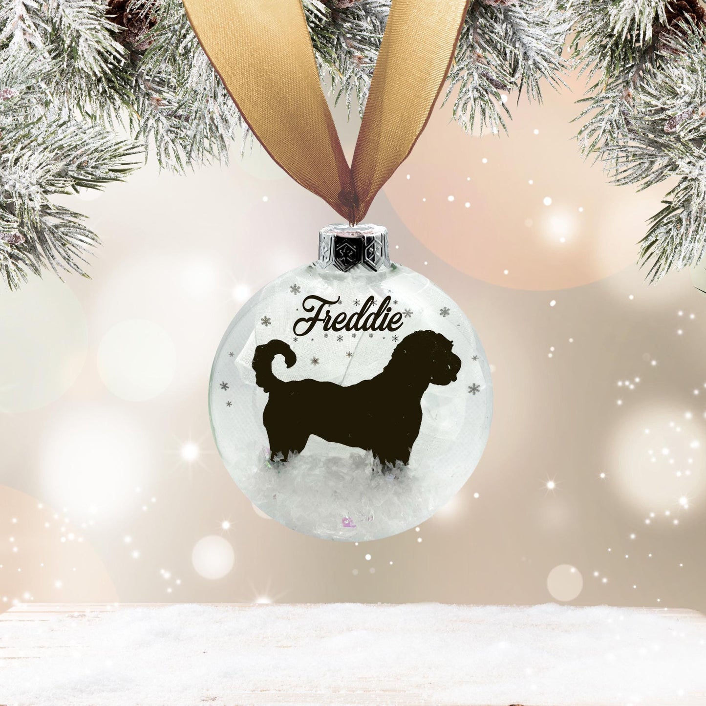 Labradoodle Dog Personalised Ornament | Custom Glass Christmas Bauble