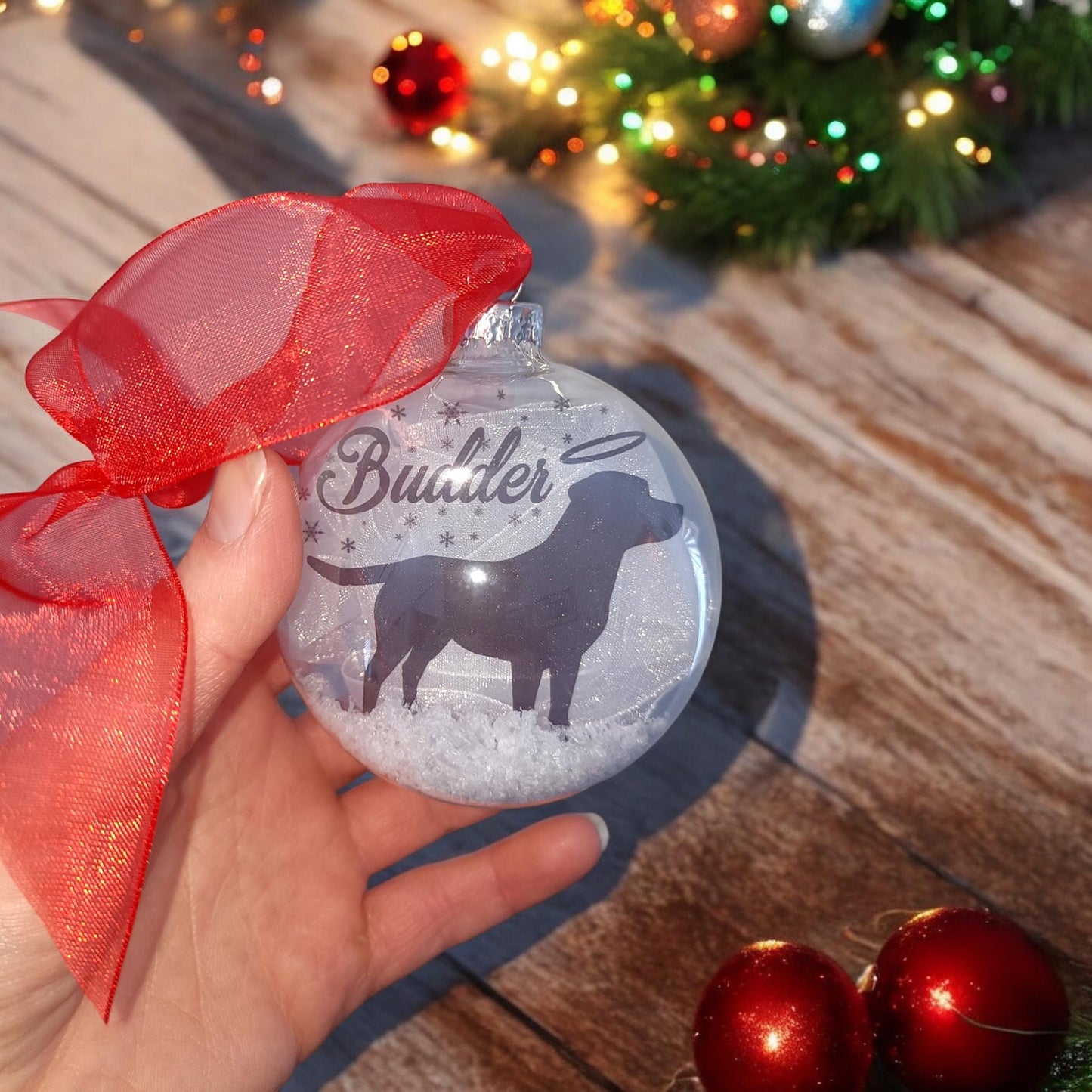 Personalised Labrador Christmas Glass Dog Ornament | Custom Bauble