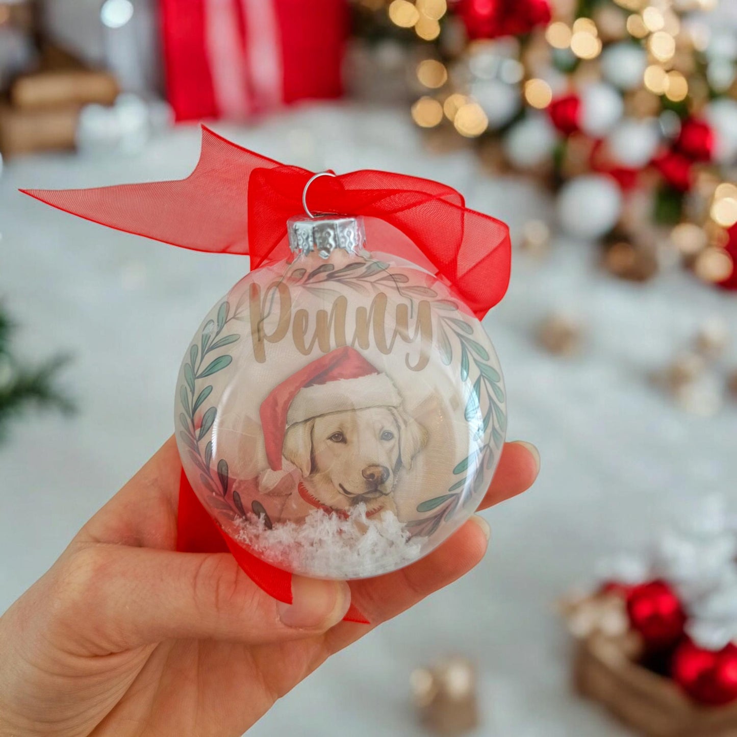 Labrador Dog Personalised Christmas Bauble Chocolate Black or Yellow Dog Xmas Ornaments