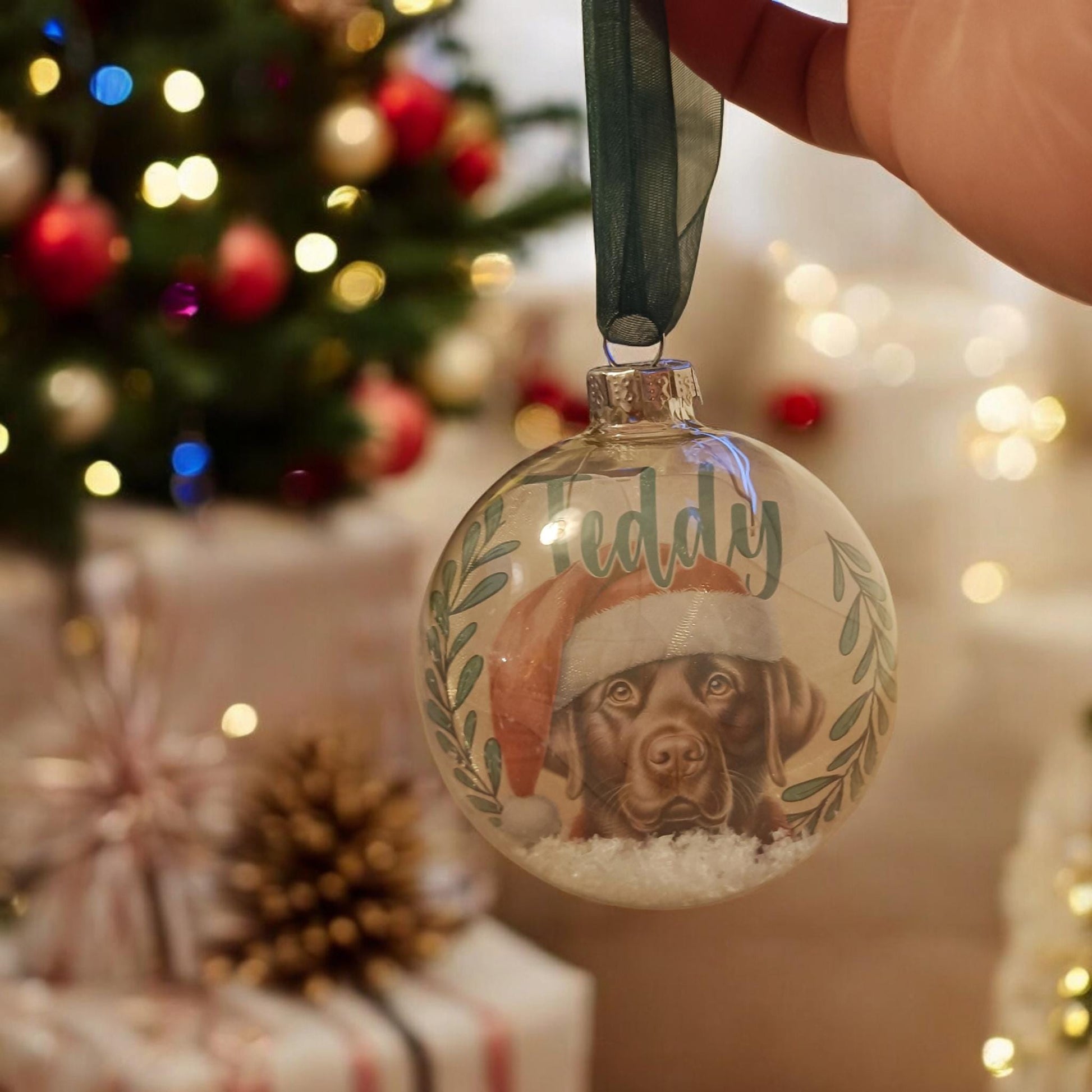 Labrador Dog Personalised Christmas Bauble Chocolate Black or Yellow Dog Xmas Ornaments