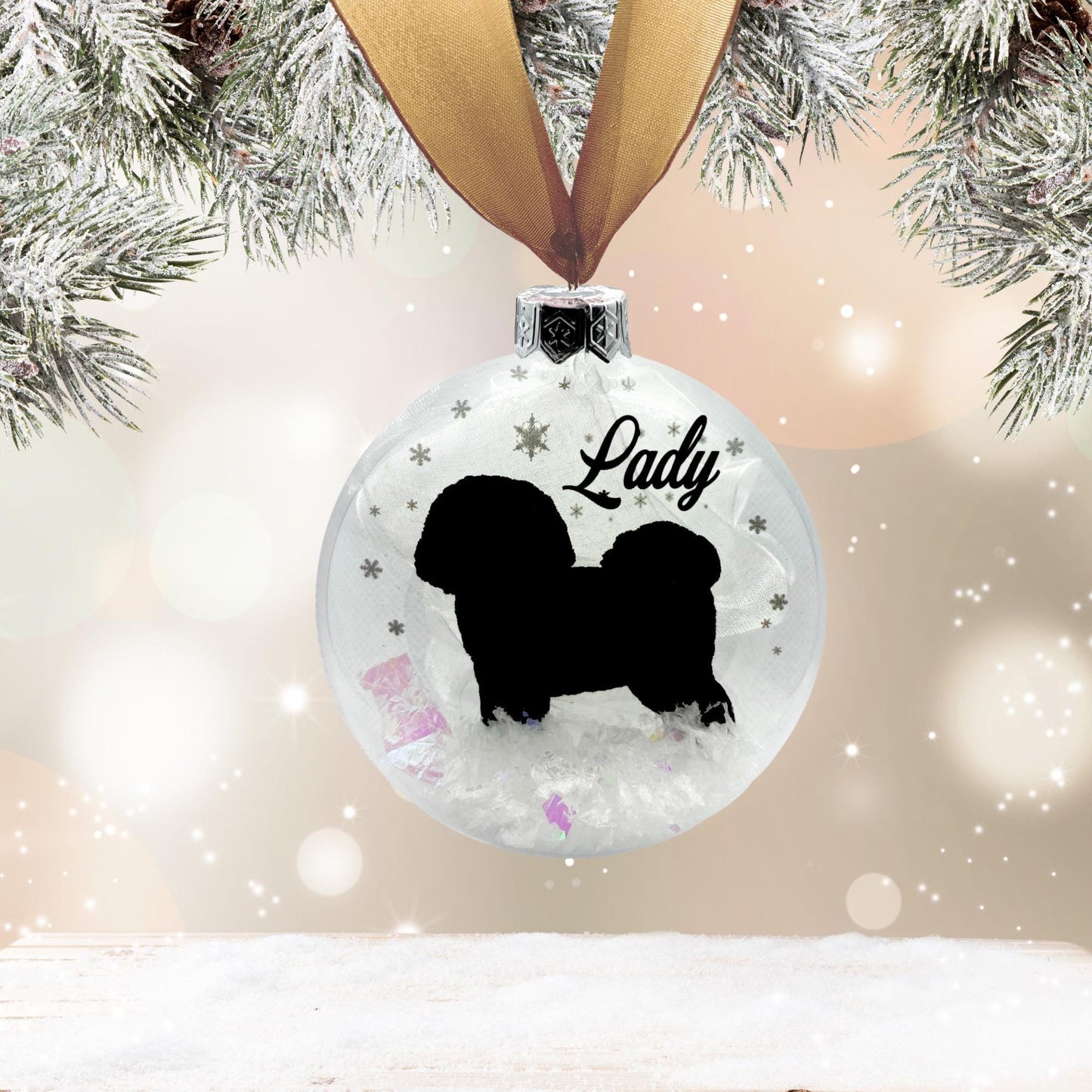 Bichon Frise Dog Personalised | Custom Glass Christmas Bauble