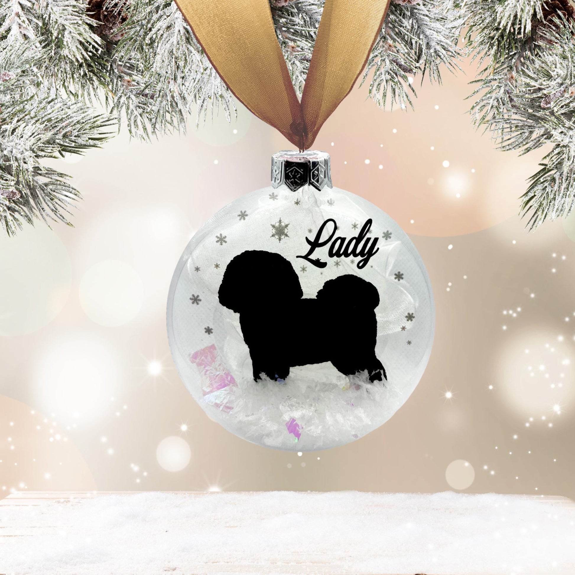 Bichon Frise Dog Personalised | Custom Glass Christmas Bauble