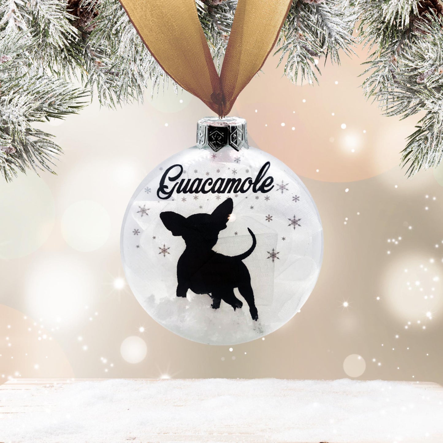 Chihuahua Dog Personalised Ornament | Custom Glass Christmas Bauble