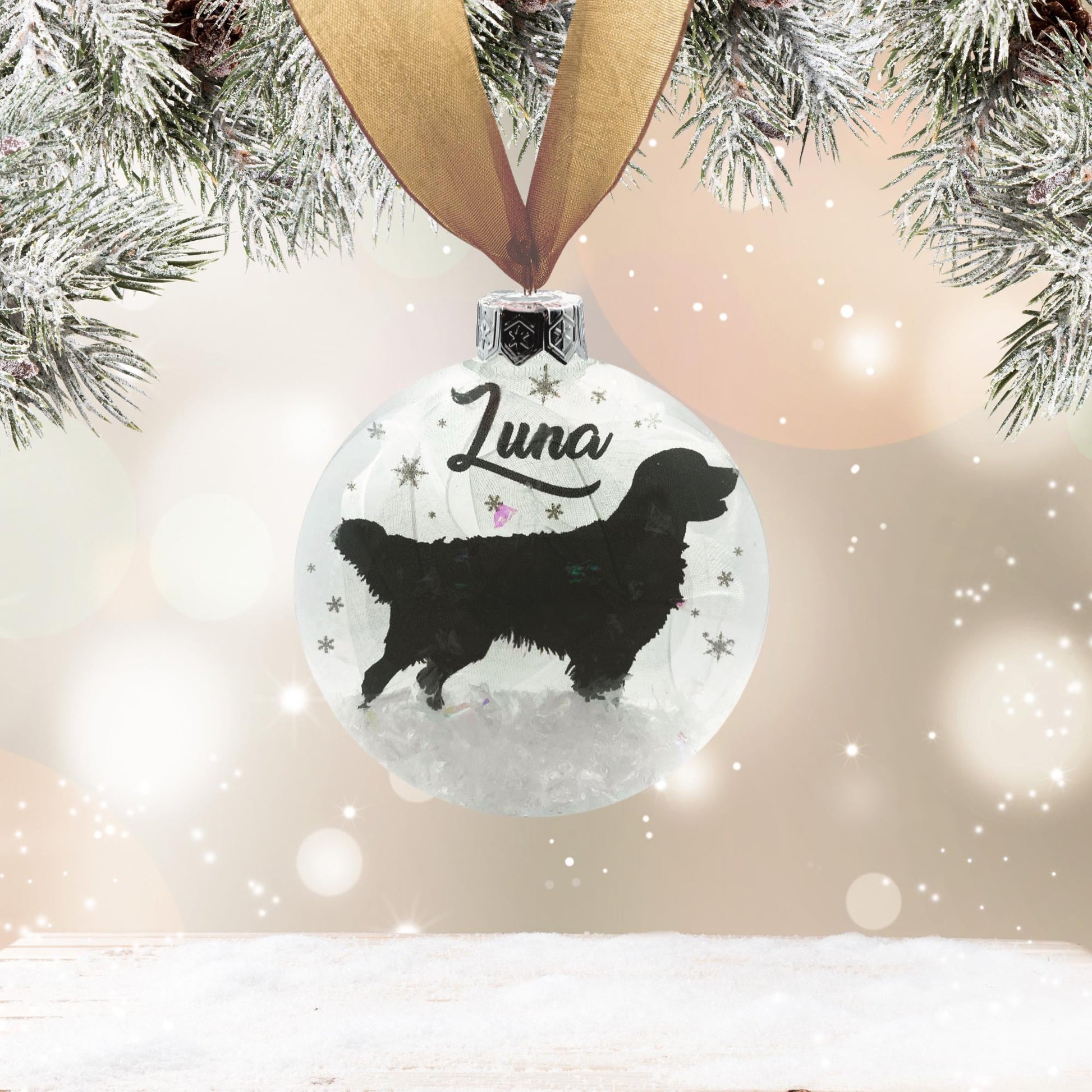 Golden Retriever Dog Personalised Ornament | Custom Glass Christmas Bauble