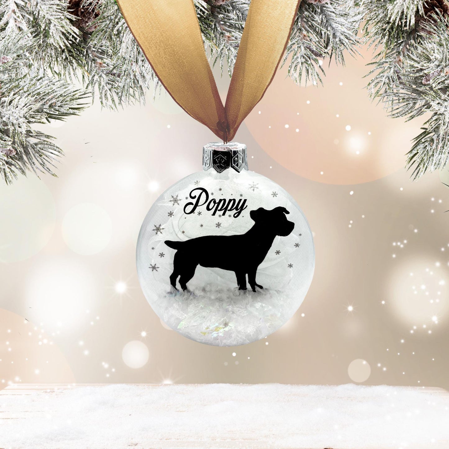 Jack Russell Terrier Dog Personalised Ornament | Custom Glass Christmas Bauble