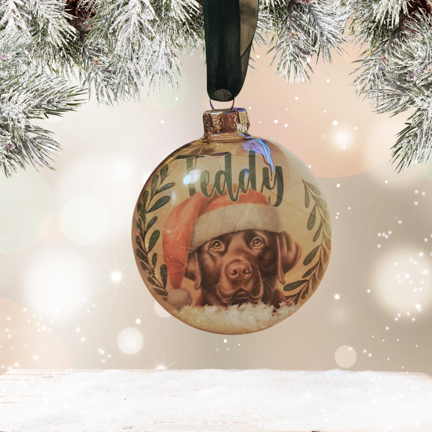 Labrador Dog Personalised Christmas Bauble Chocolate Black or Yellow Dog Xmas Ornaments
