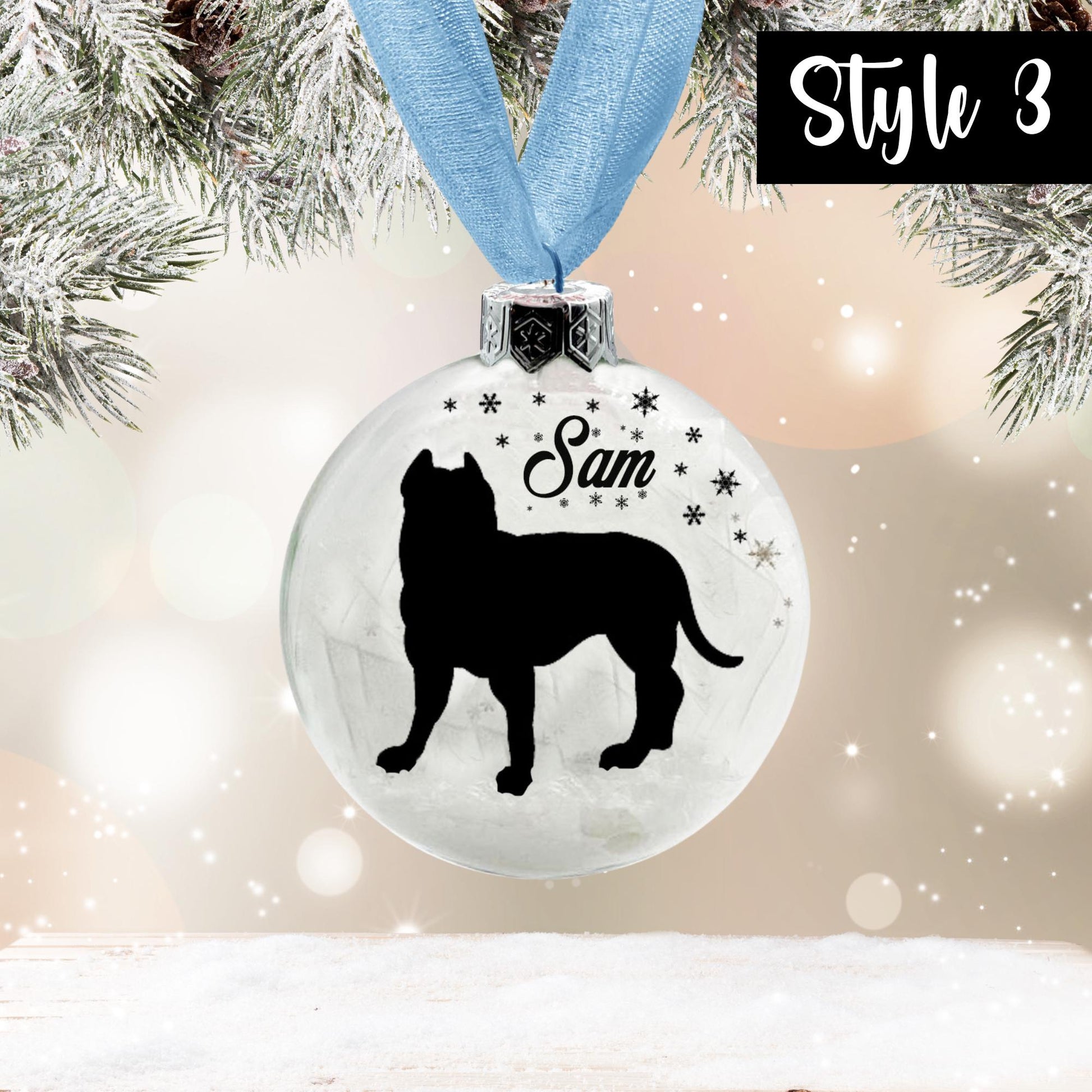 XL Bully / American Bully Dog Personalised Ornament | Custom Glass Christmas Bauble