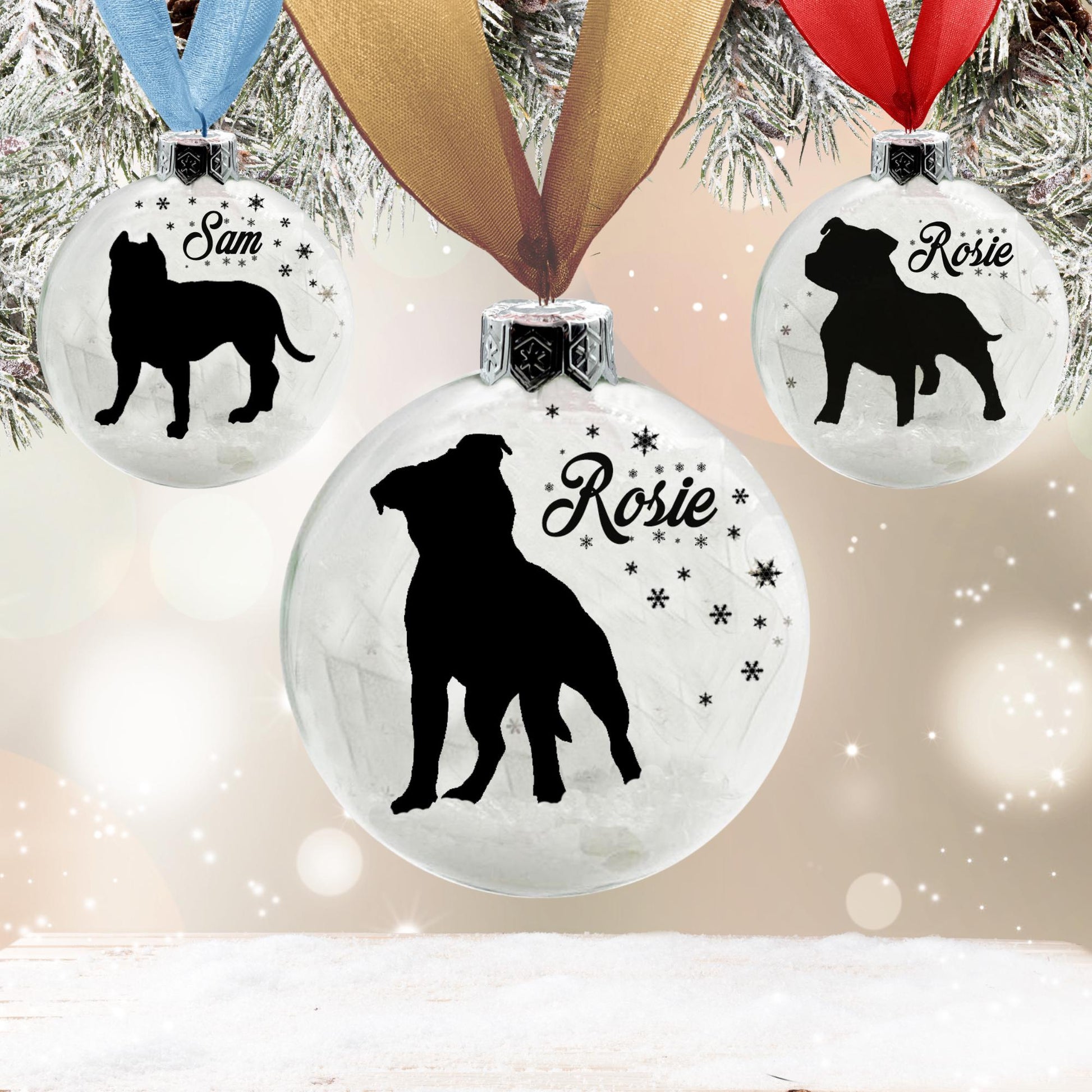 XL Bully / American Bully Dog Personalised Ornament | Custom Glass Christmas Bauble