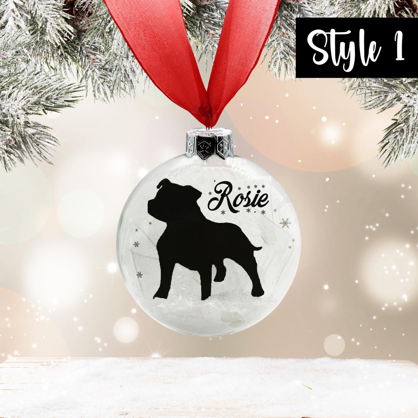 XL Bully / American Bully Dog Personalised Ornament | Custom Glass Christmas Bauble