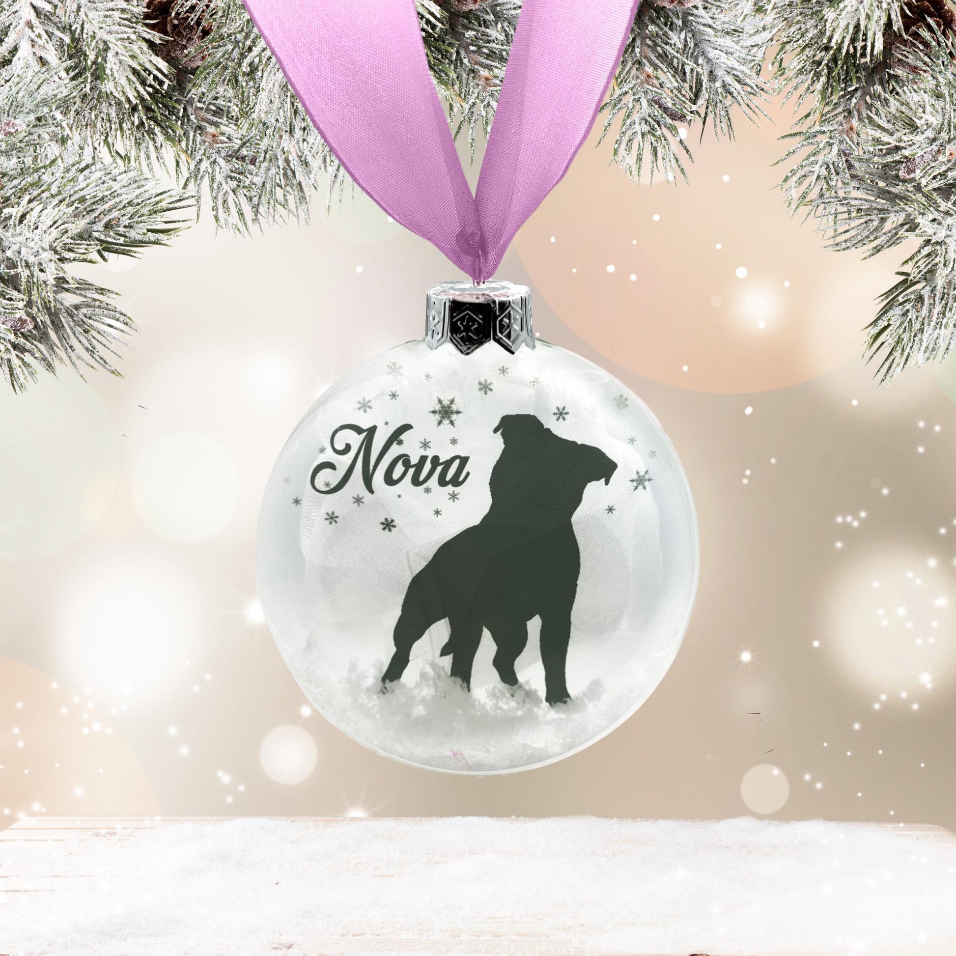 XL Bully / American Bully Dog Personalised Ornament | Custom Glass Christmas Bauble