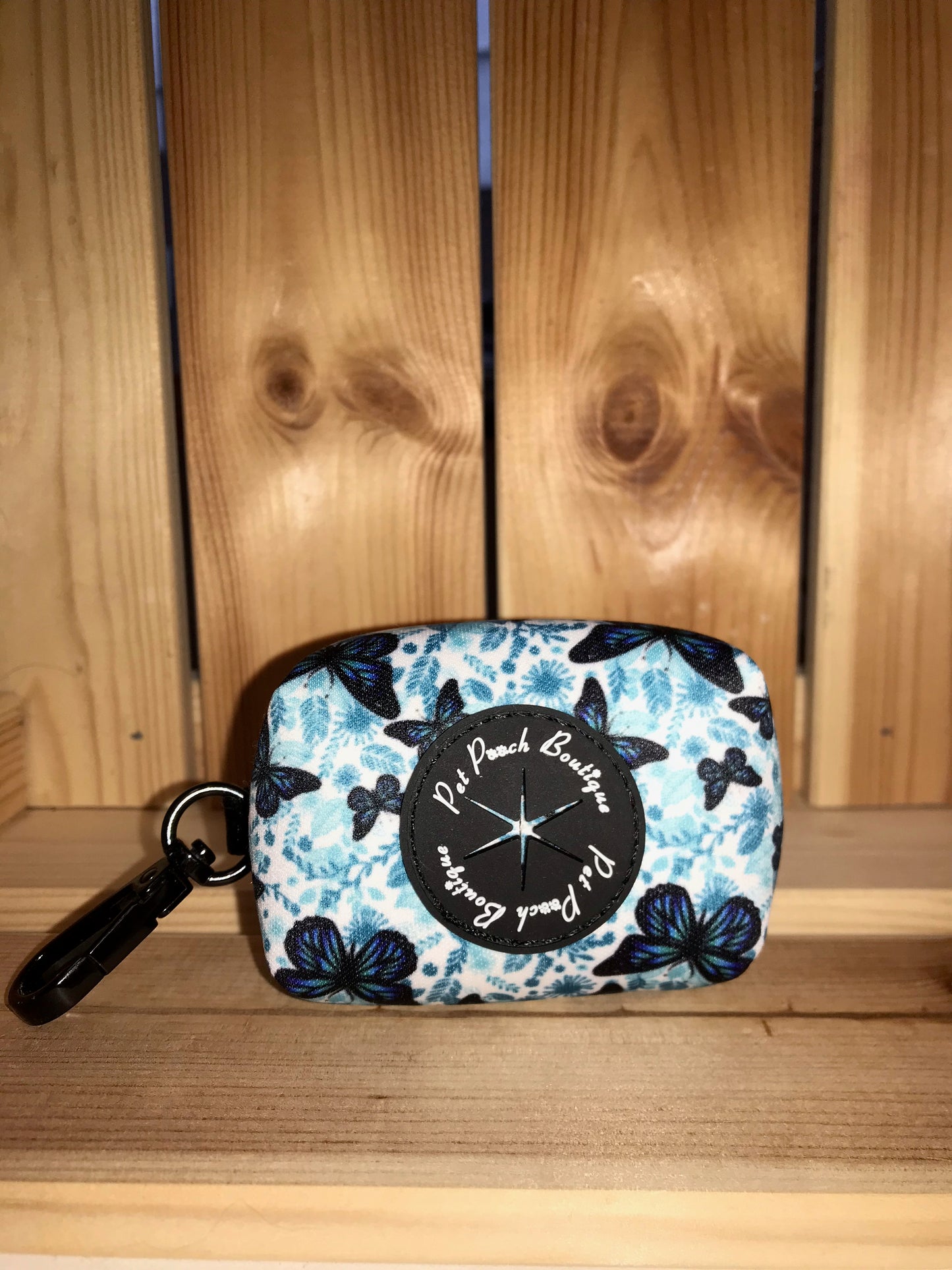 Pet Pooch Boutique Blue Butterfly Poo Bag Holder