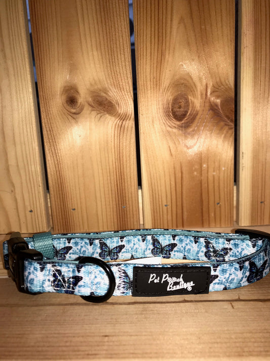 Pet Pooch Boutique Blue Butterfly Dog Collar